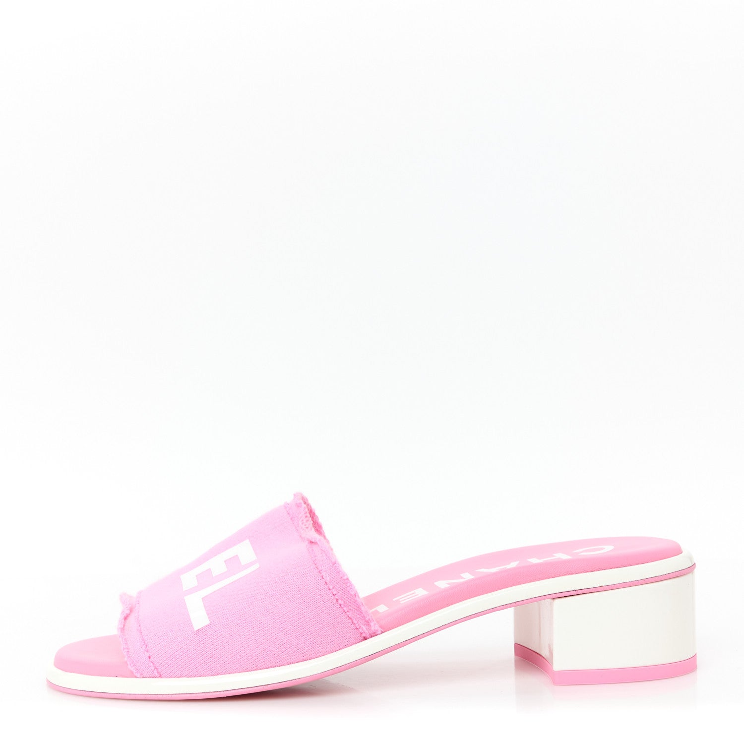Cotton Logo Mule Sandals 36.5 Pink White