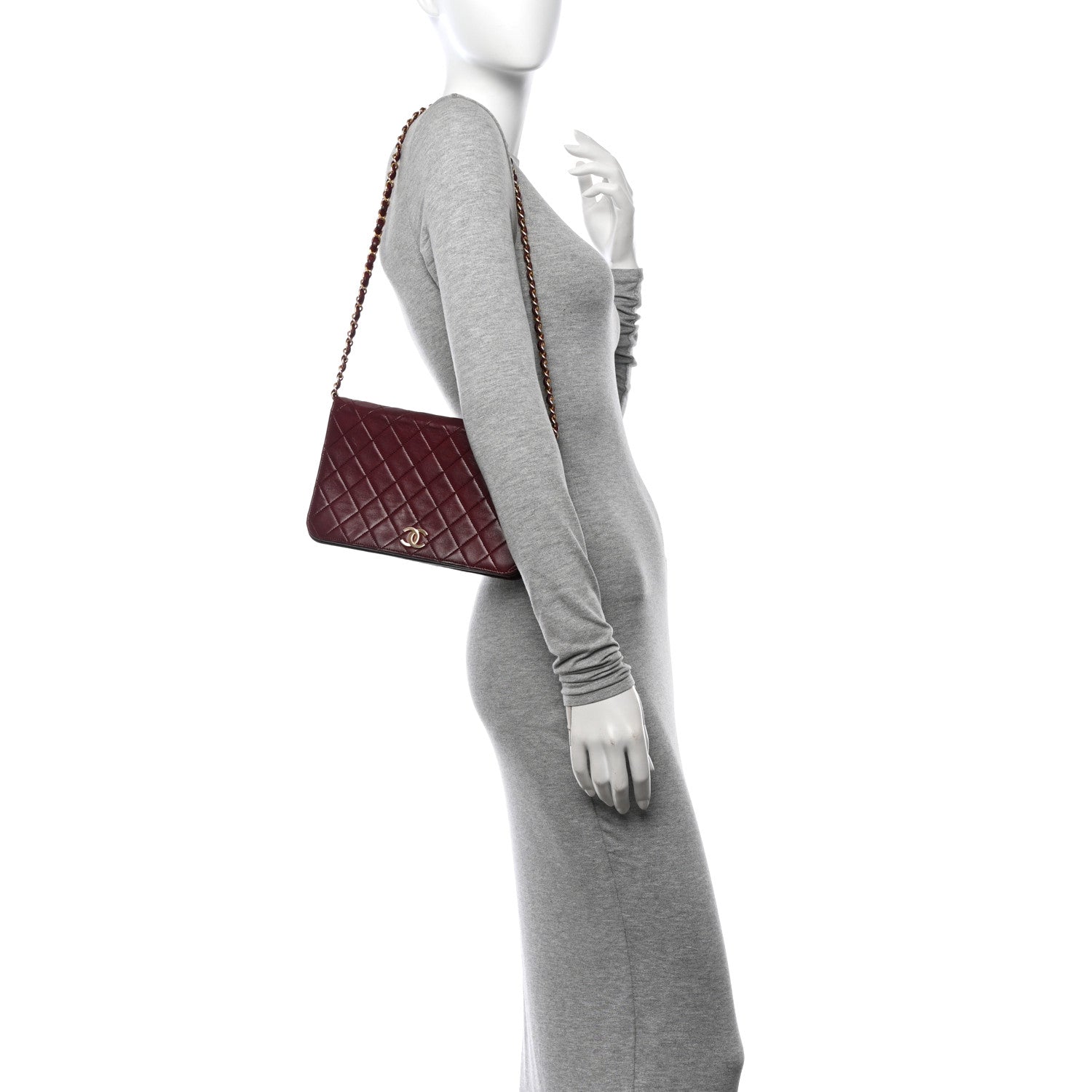 Lambskin Quilted Small Single Flap Bordeaux