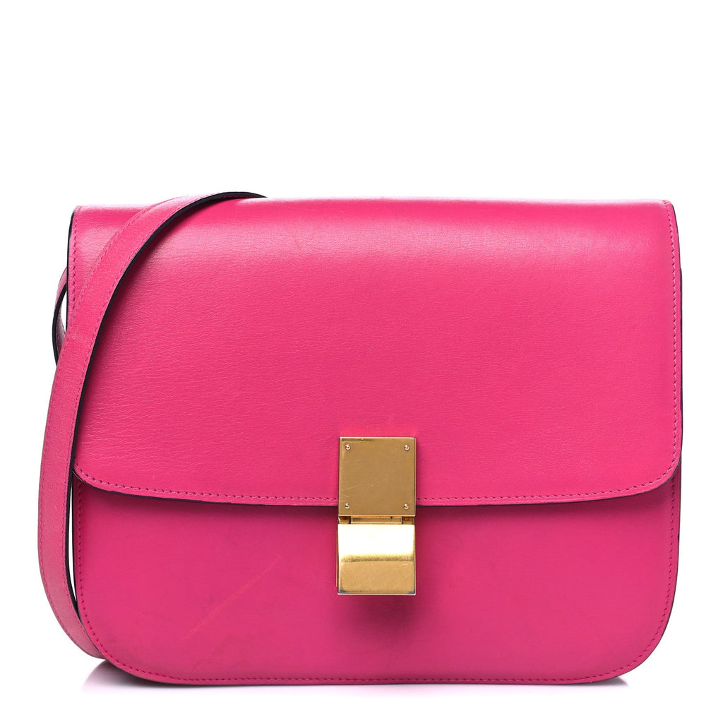 Box Calfskin Medium Classic Box Flap Bag Hibiscus