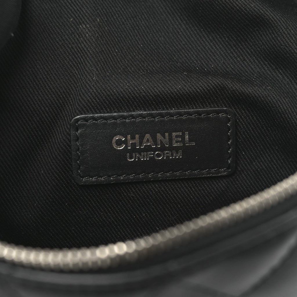 Calfskin Quilted Waist Belt Bag Black