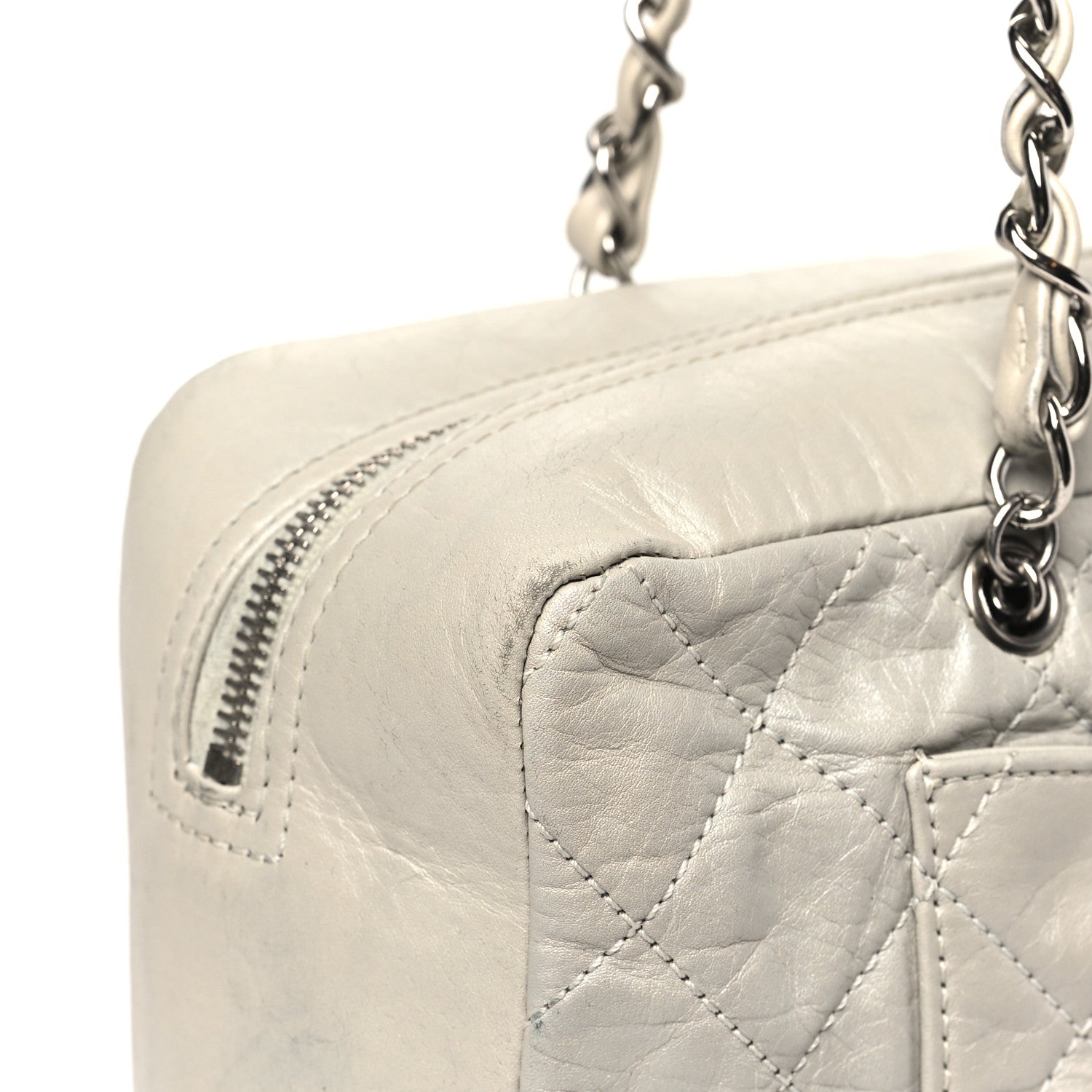 Aged Calfskin Quilted Cotton Club Bowler Pearl