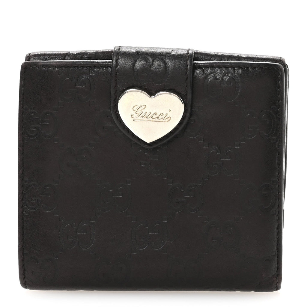 Guccisima Heart French Flap Wallet Brown