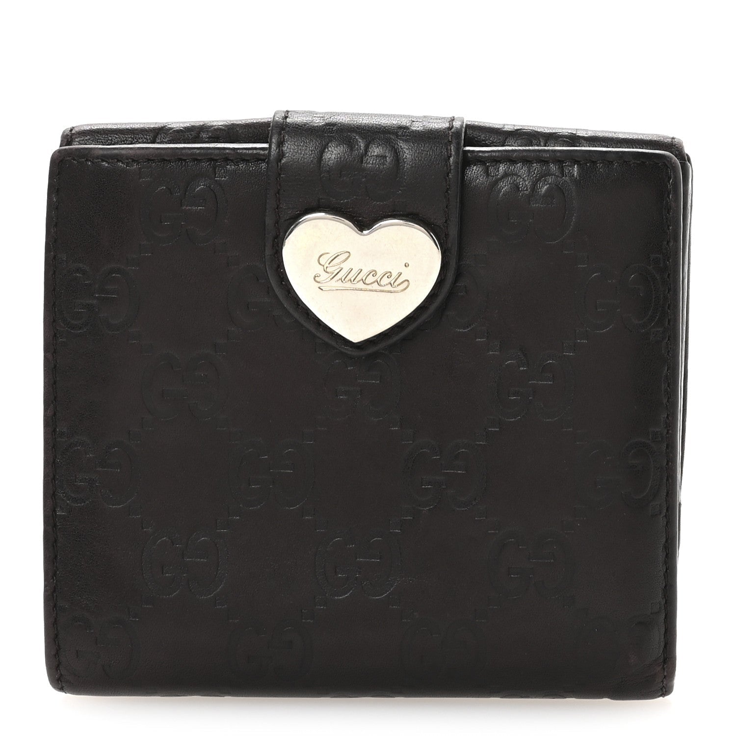 Guccisima Heart French Flap Wallet Brown