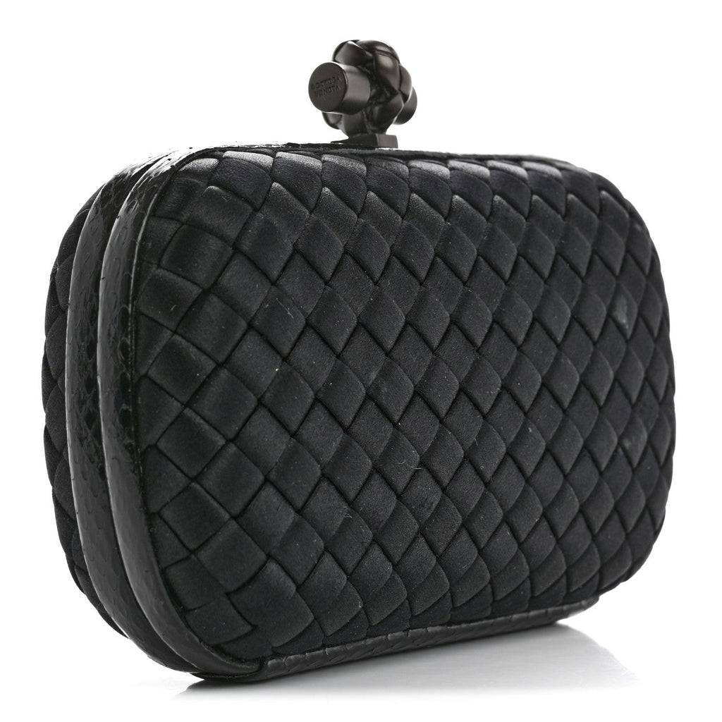 Satin Intreccio Impero Ayers Knot Clutch Black