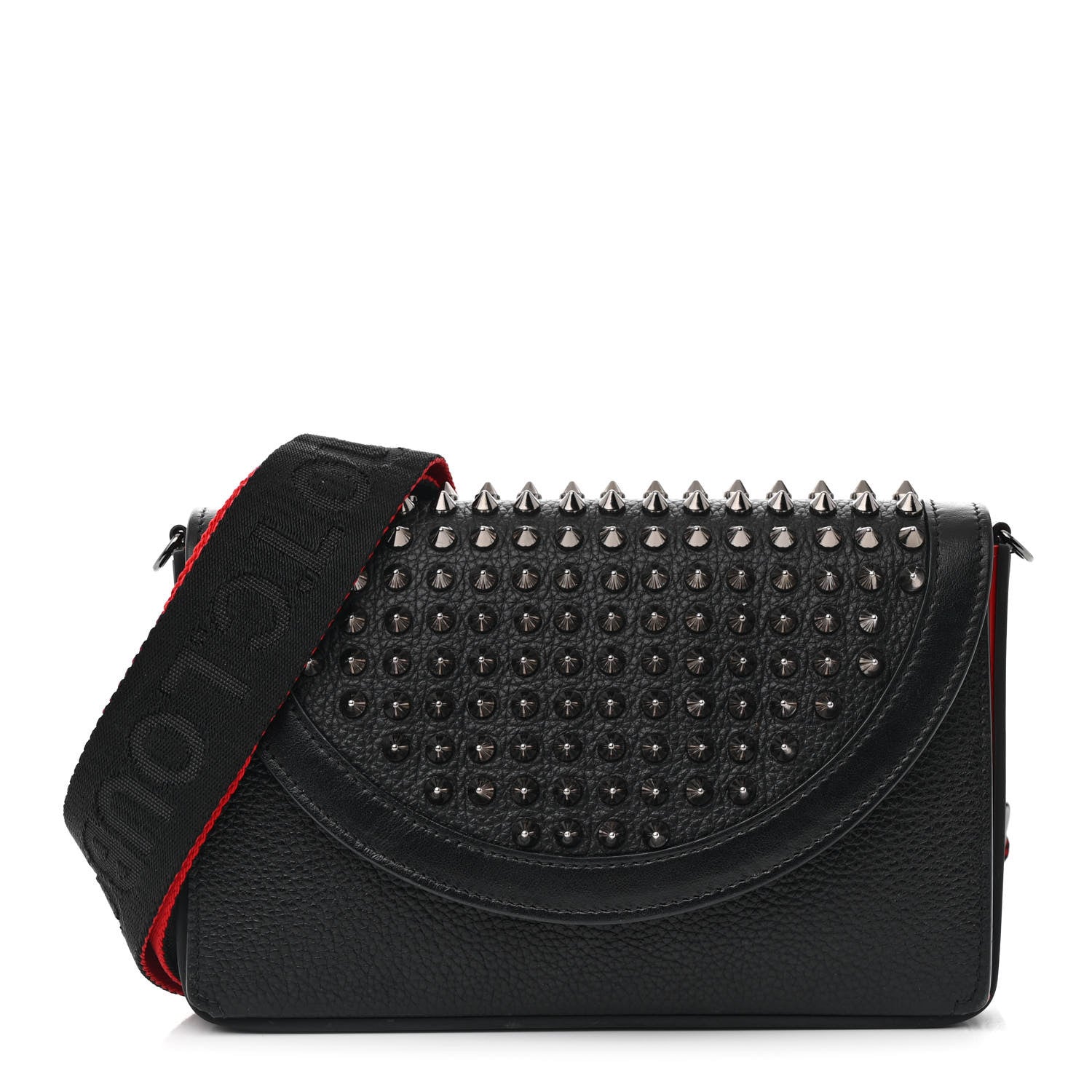 Calfskin Funky Spikes Wallet on Strap Black