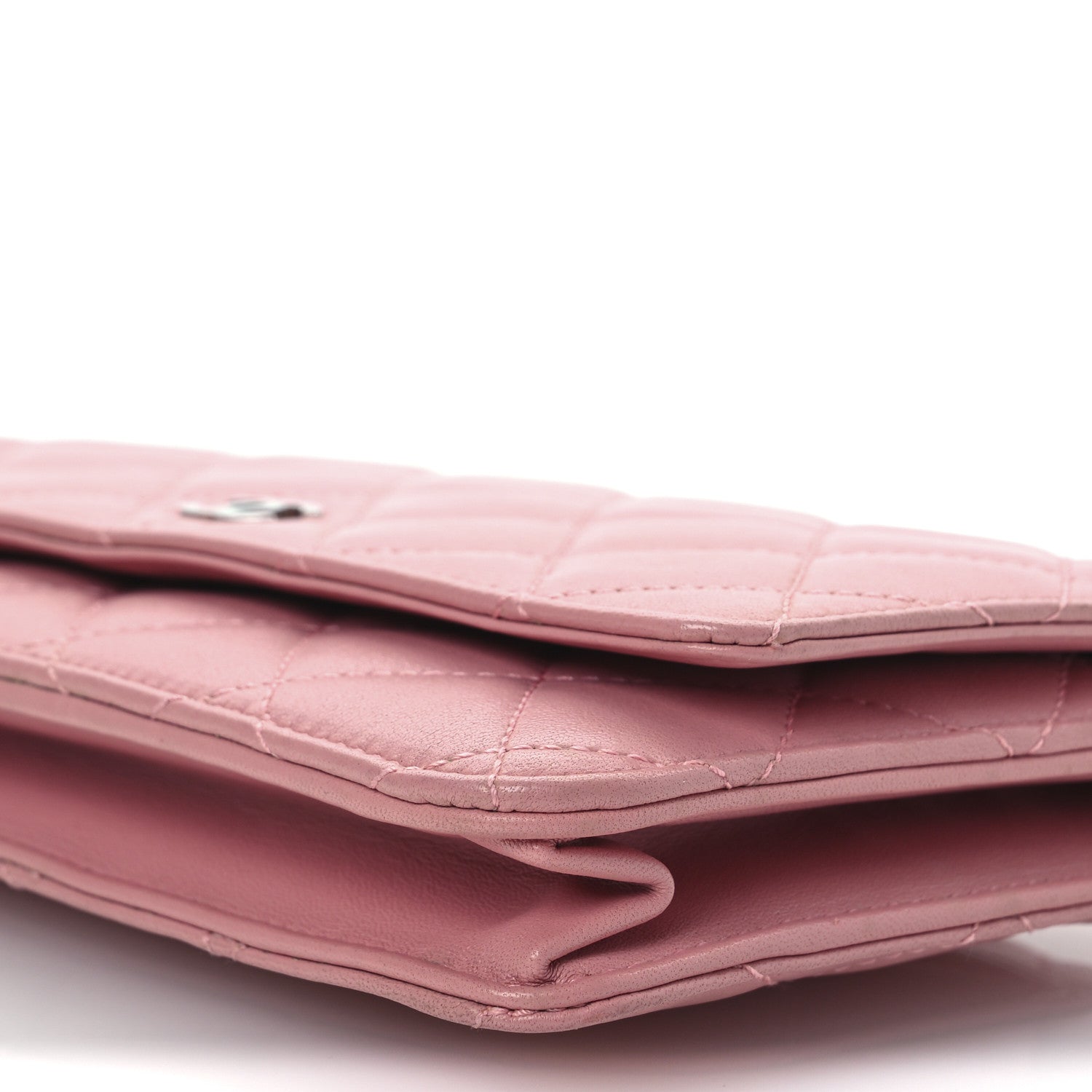 Lambskin Quilted Wallet On Chain WOC Pink