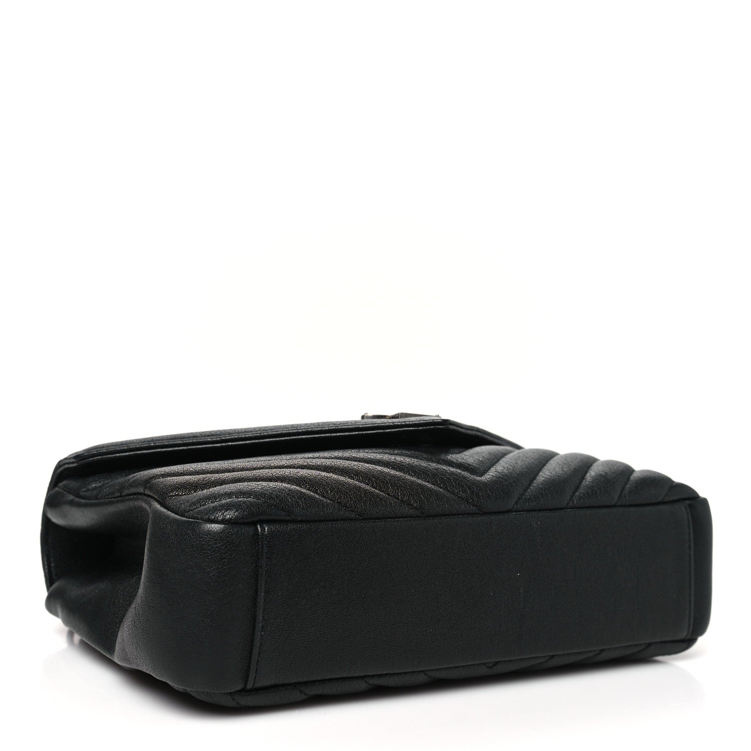 Sheepskin Matelasse Chevron Monogram Medium College Bag Black