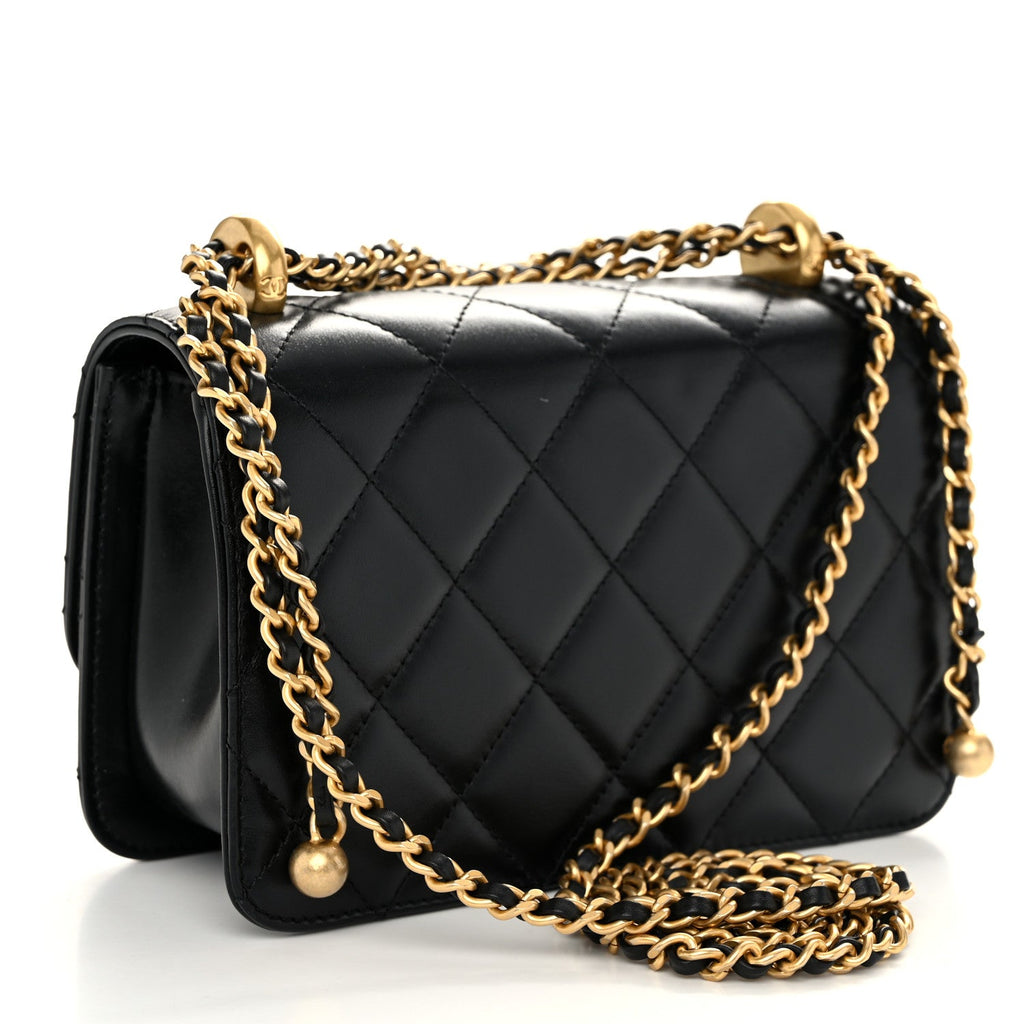 Calfskin Quilted Mini Perfect Fit Flap Black