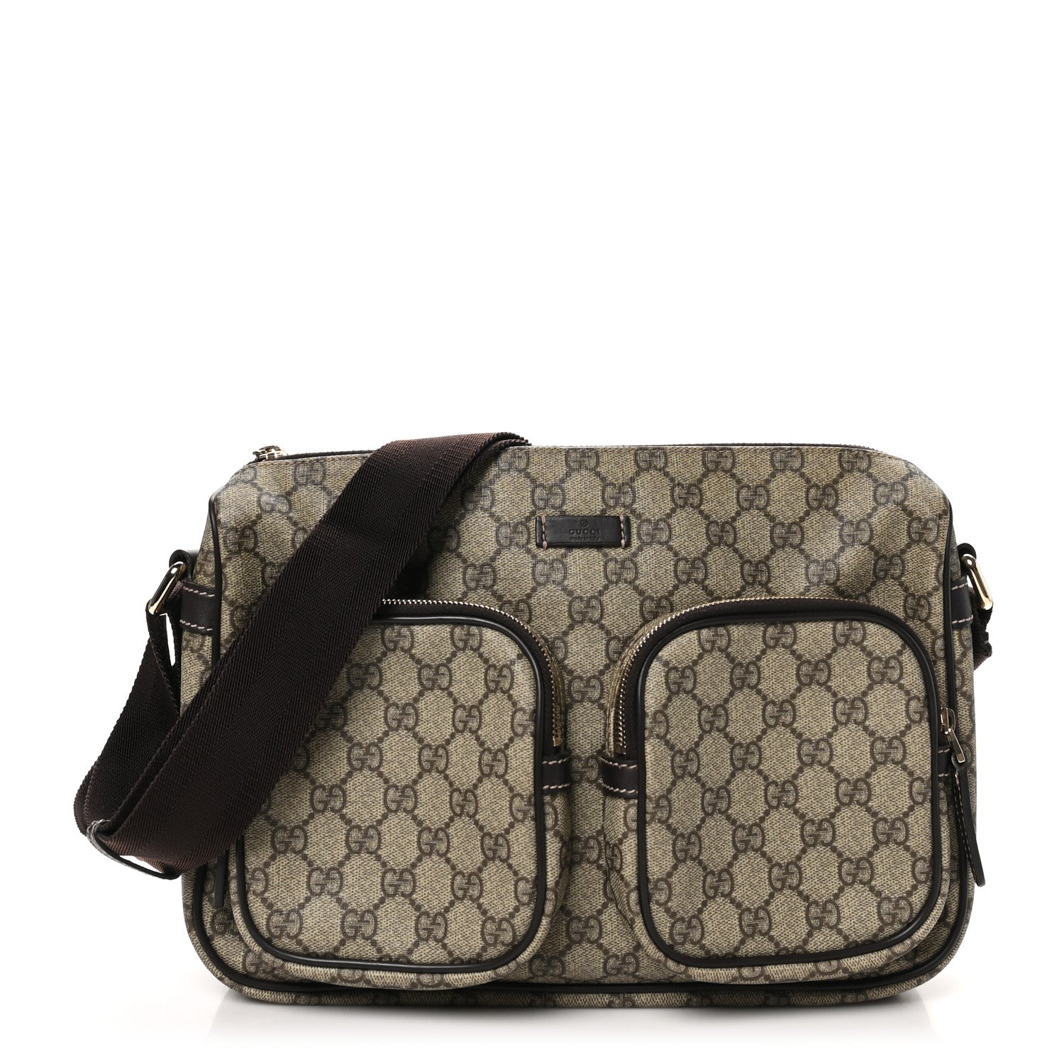 GG Plus Monogram Front Pocket Messenger Dark Brown