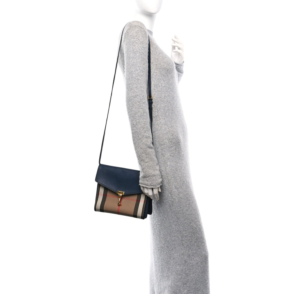 Derby Calfskin House Check Small Macken Crossbody Bag Ink Blue