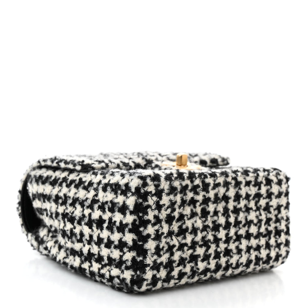 Tweed Houndstooth Quilted Mini Square Flap