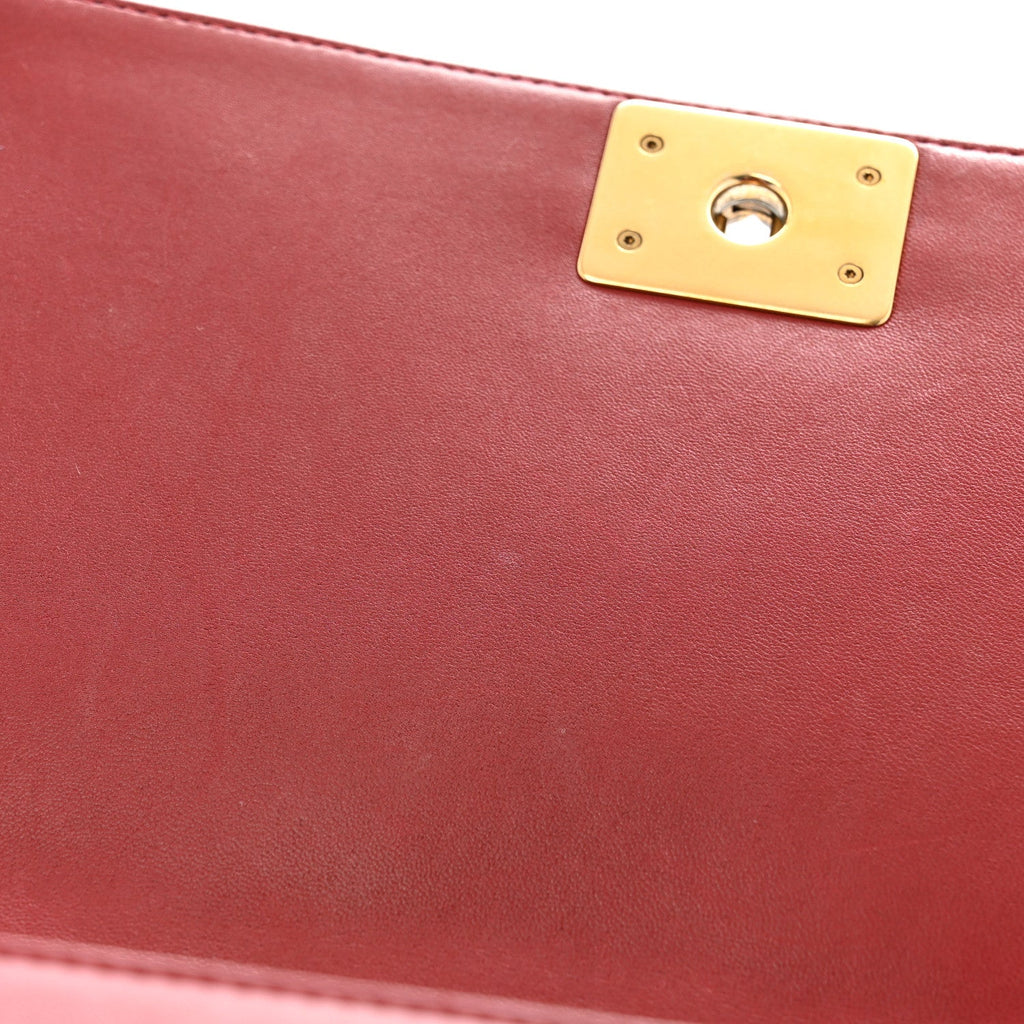 Lambskin Quilted New Medium Boy Flap Dark Red
