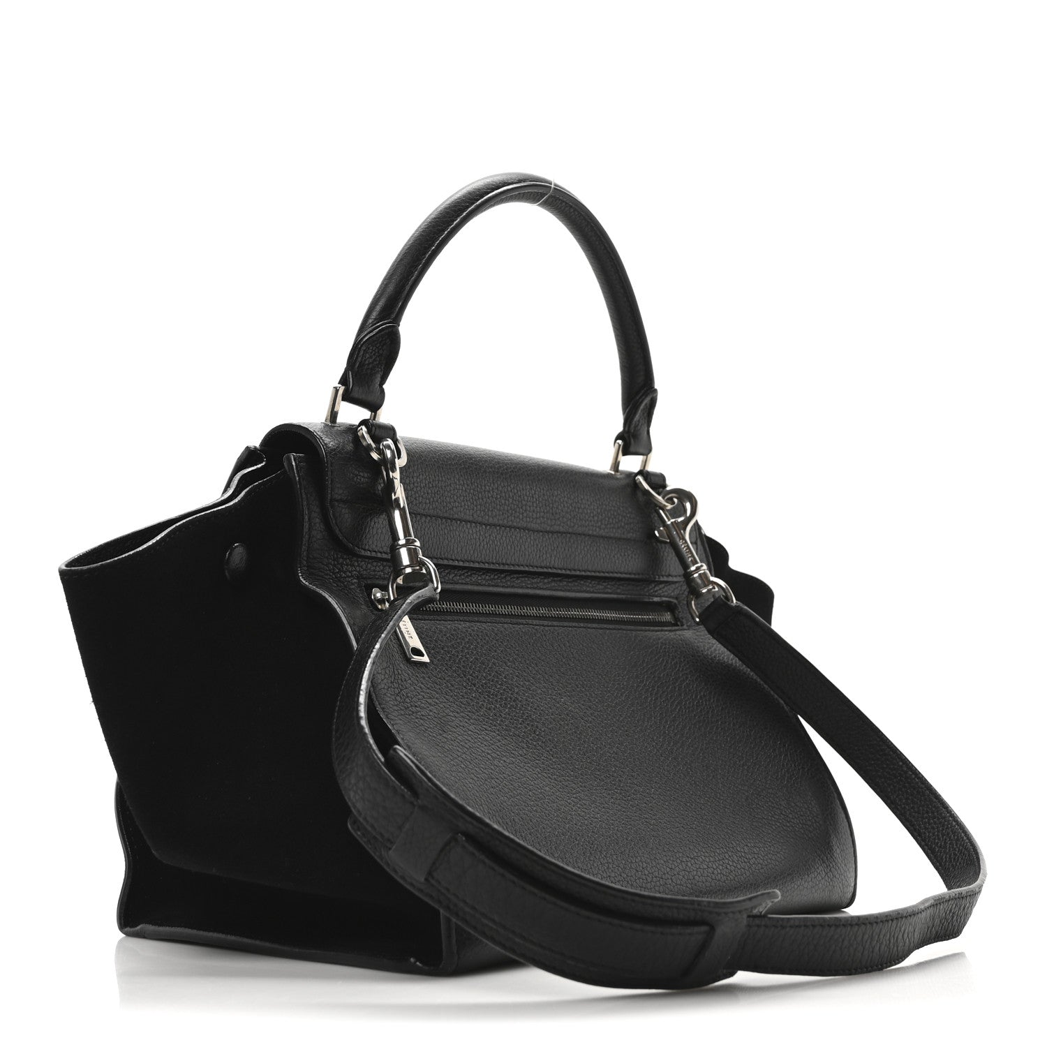 Drummed Calfskin Suede Trapeze Black