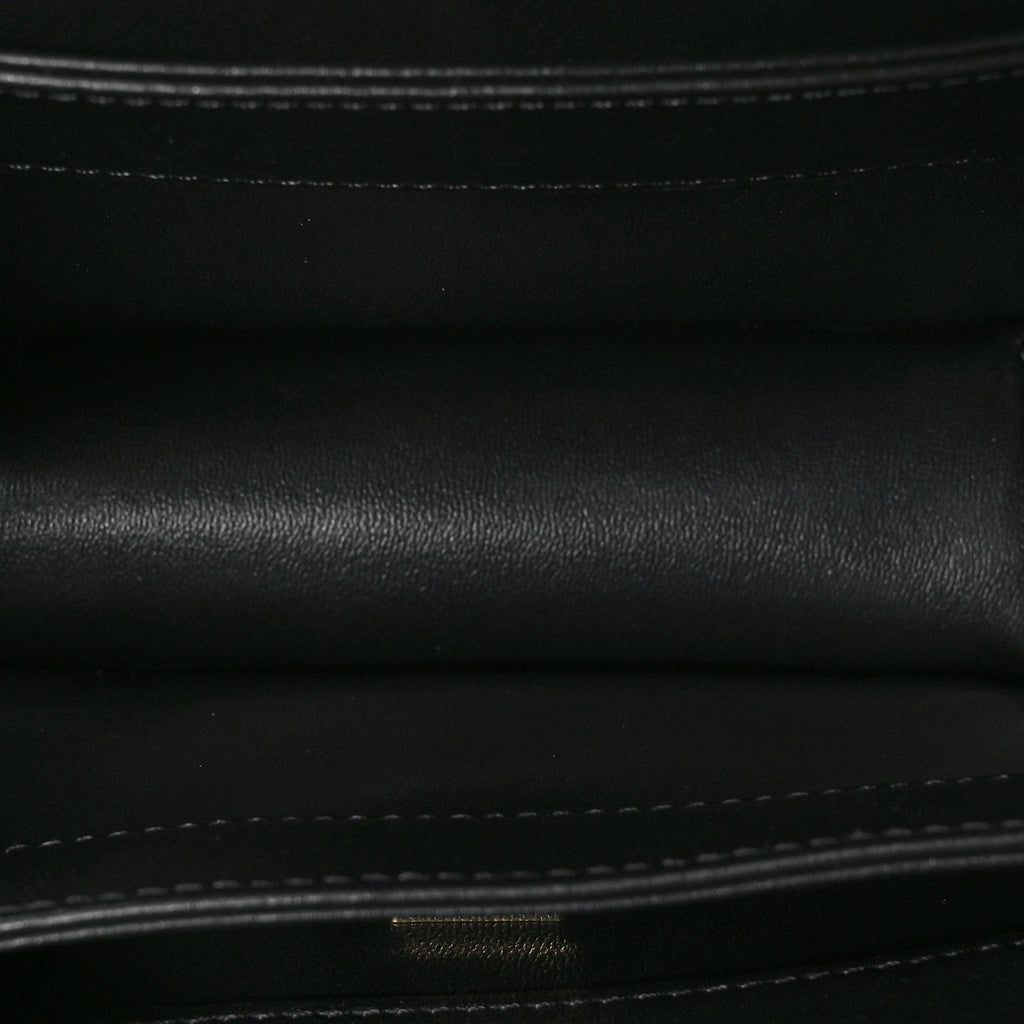 Calfskin Quilted Small Top Handle Flap Black