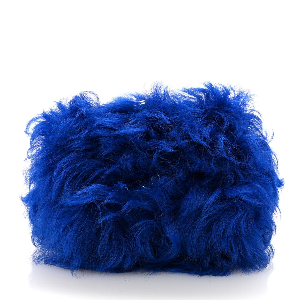 Shearling Lambskin CC Hook  Holder Blue