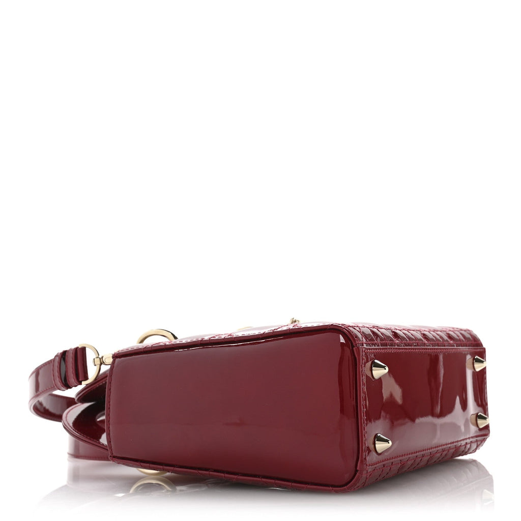 Patent Cannage Small Lady Dior Cherry Red