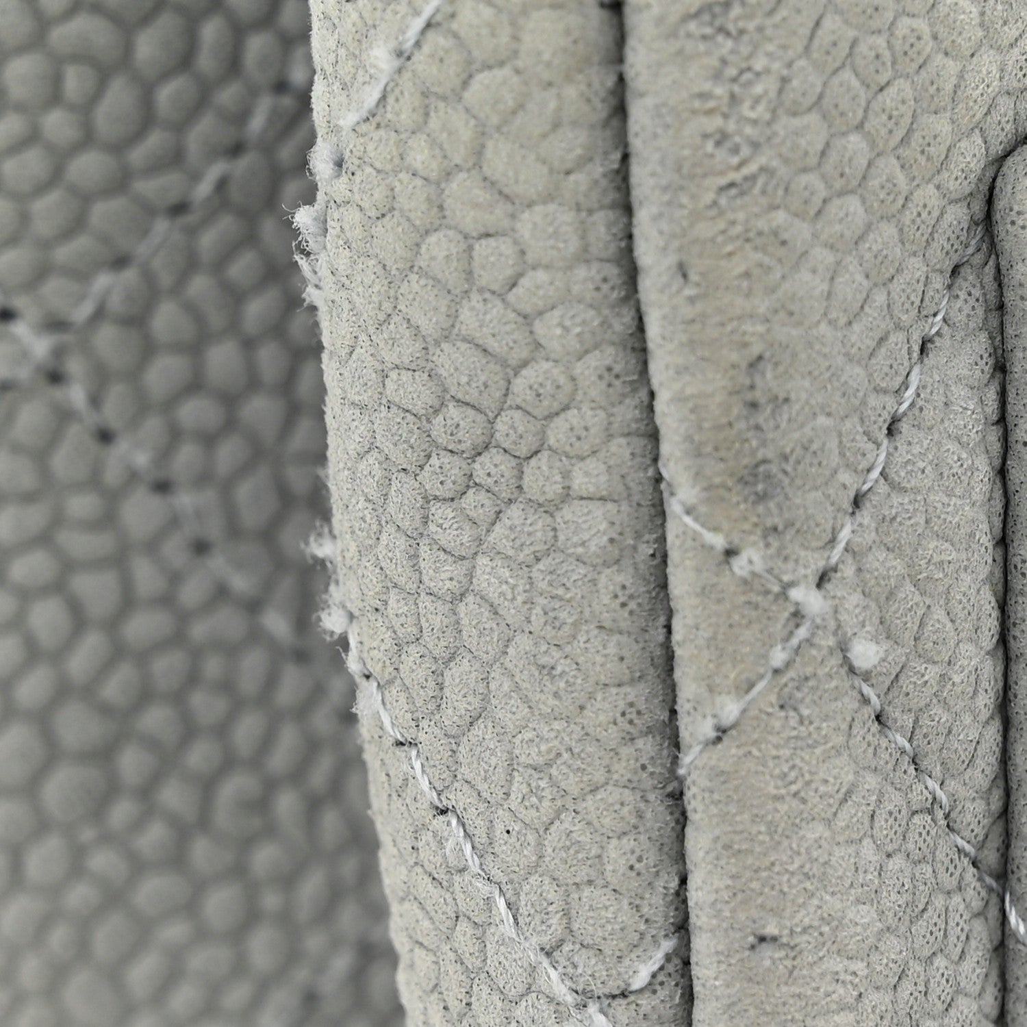 Iridescent Caviar Quilted Mini Square Flap Grey