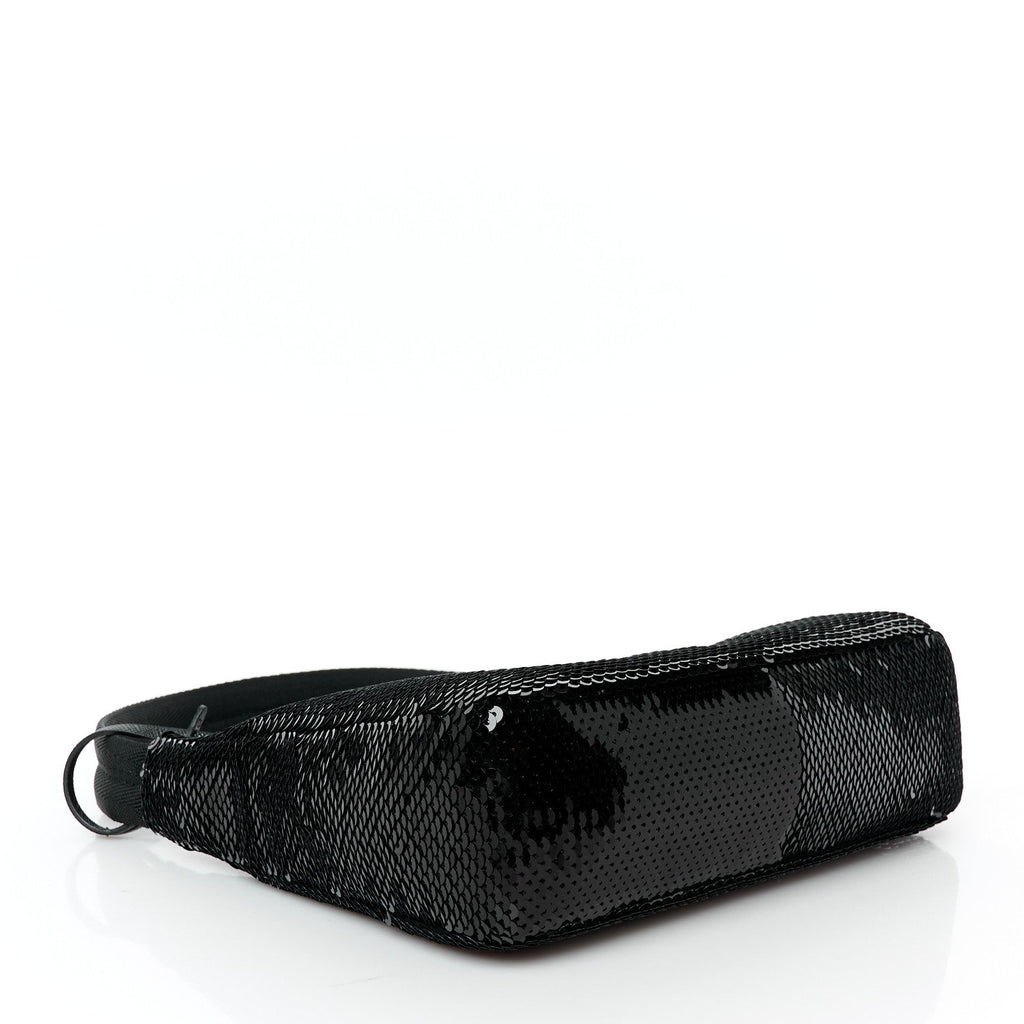 Paillettes Sequin Mini Re-Edition 2000 Bag Black White
