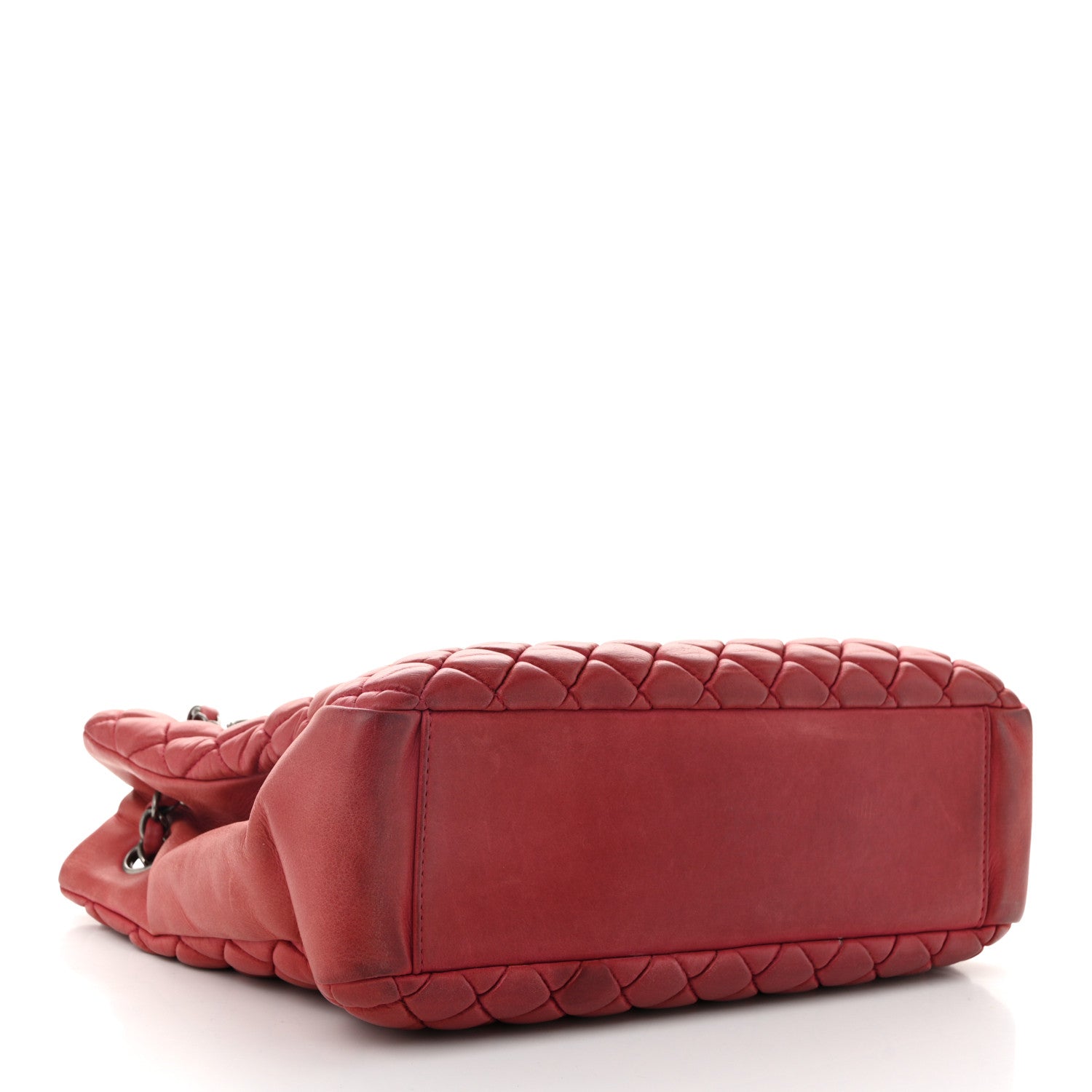 Iridescent Calfskin Small New Bubble Quilt Tote Red
