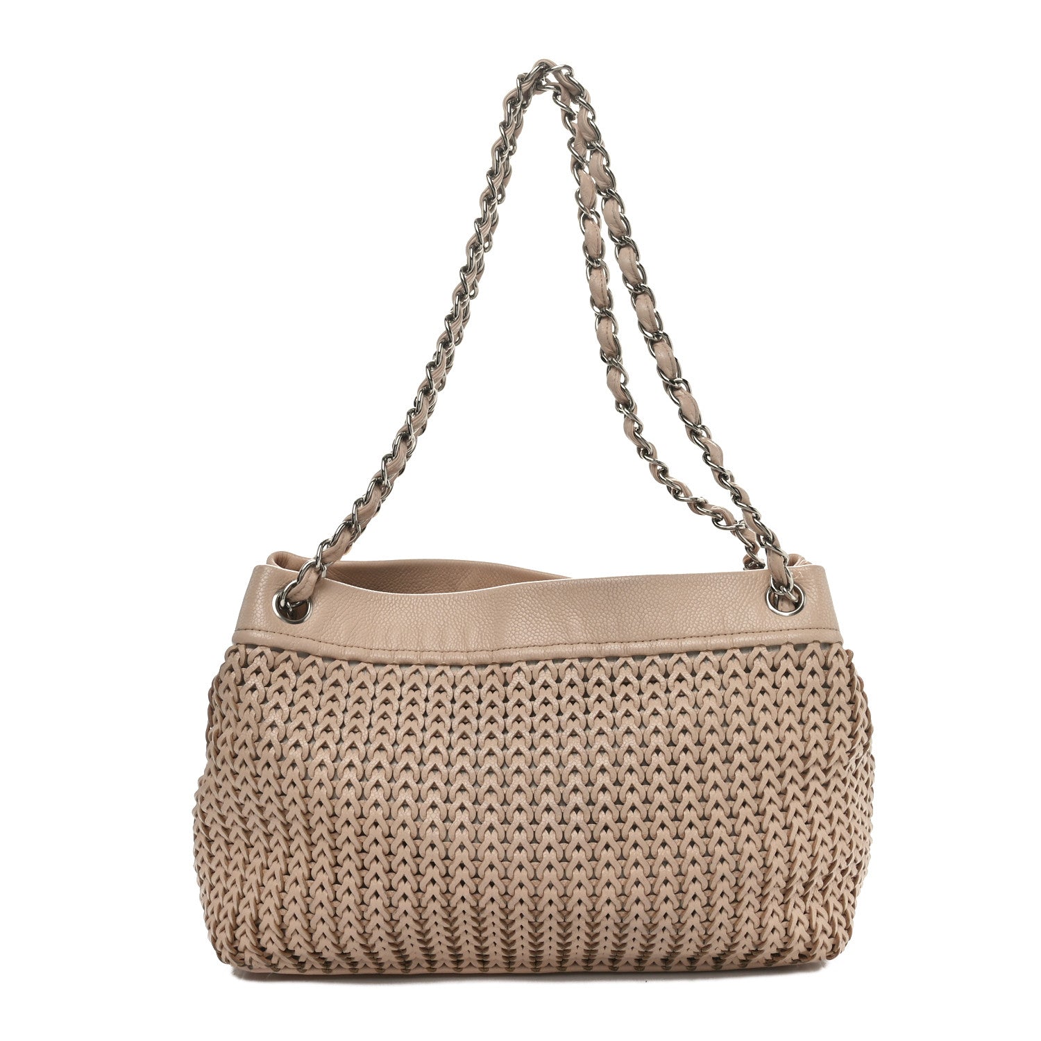Caviar Braided Small CC Tote Beige