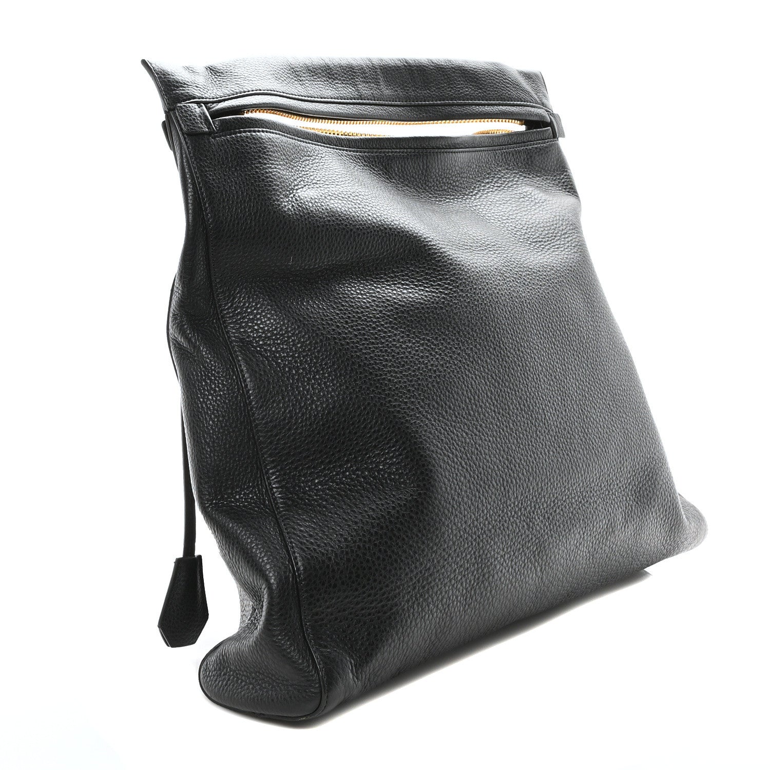Pebbled Calfskin Alix Zip Clutch Black