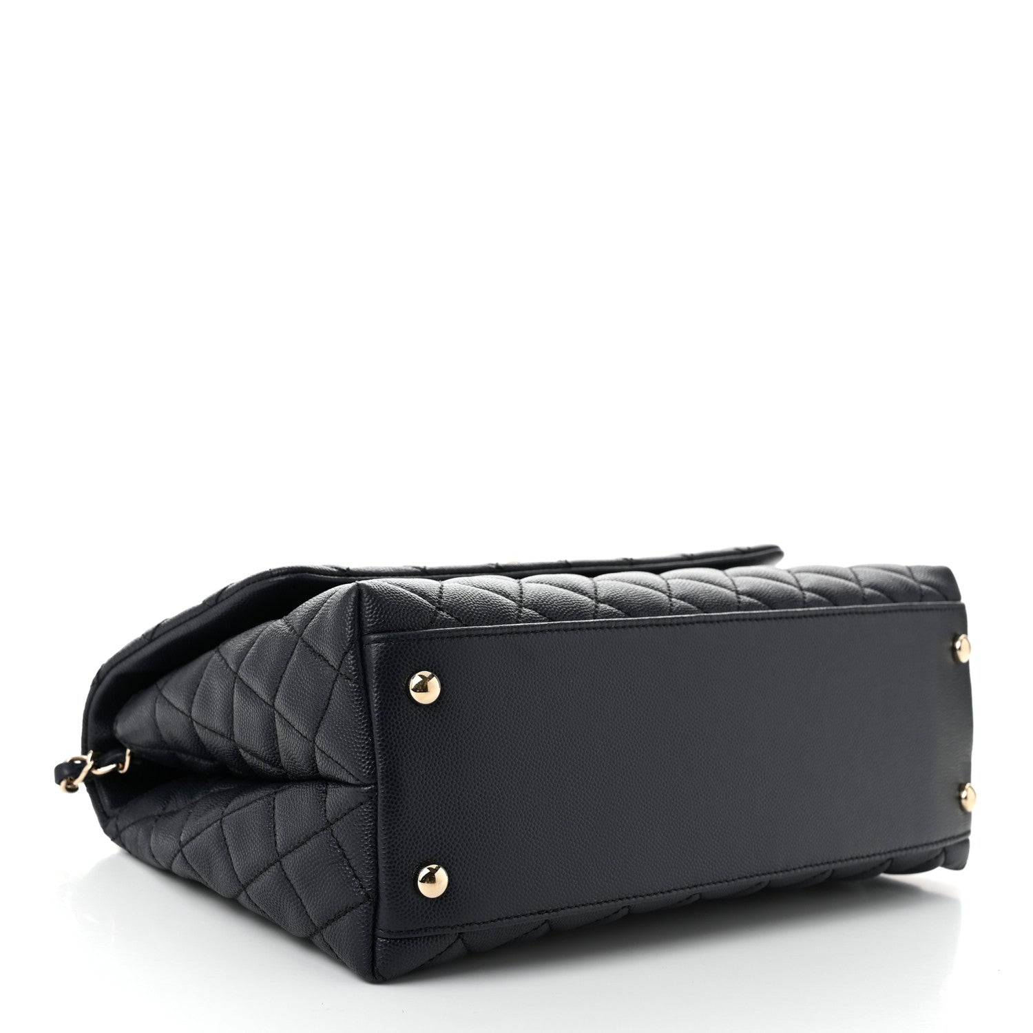 Caviar Quilted Small Coco Handle Flap Navy