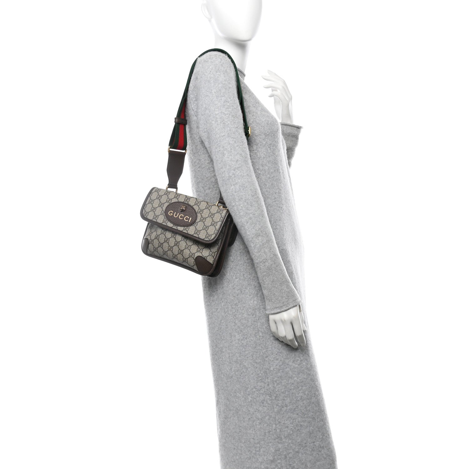 GG Supreme Monogram Web Small Neo Vintage Double Flap Messenger Bag Beige New Acero