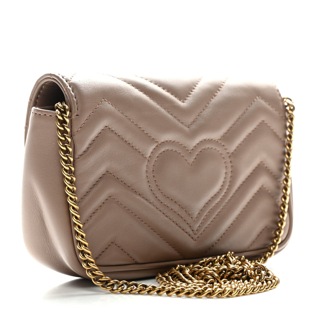 Calfskin Matelasse Super Mini GG Marmont Shoulder Bag Porcelain Rose