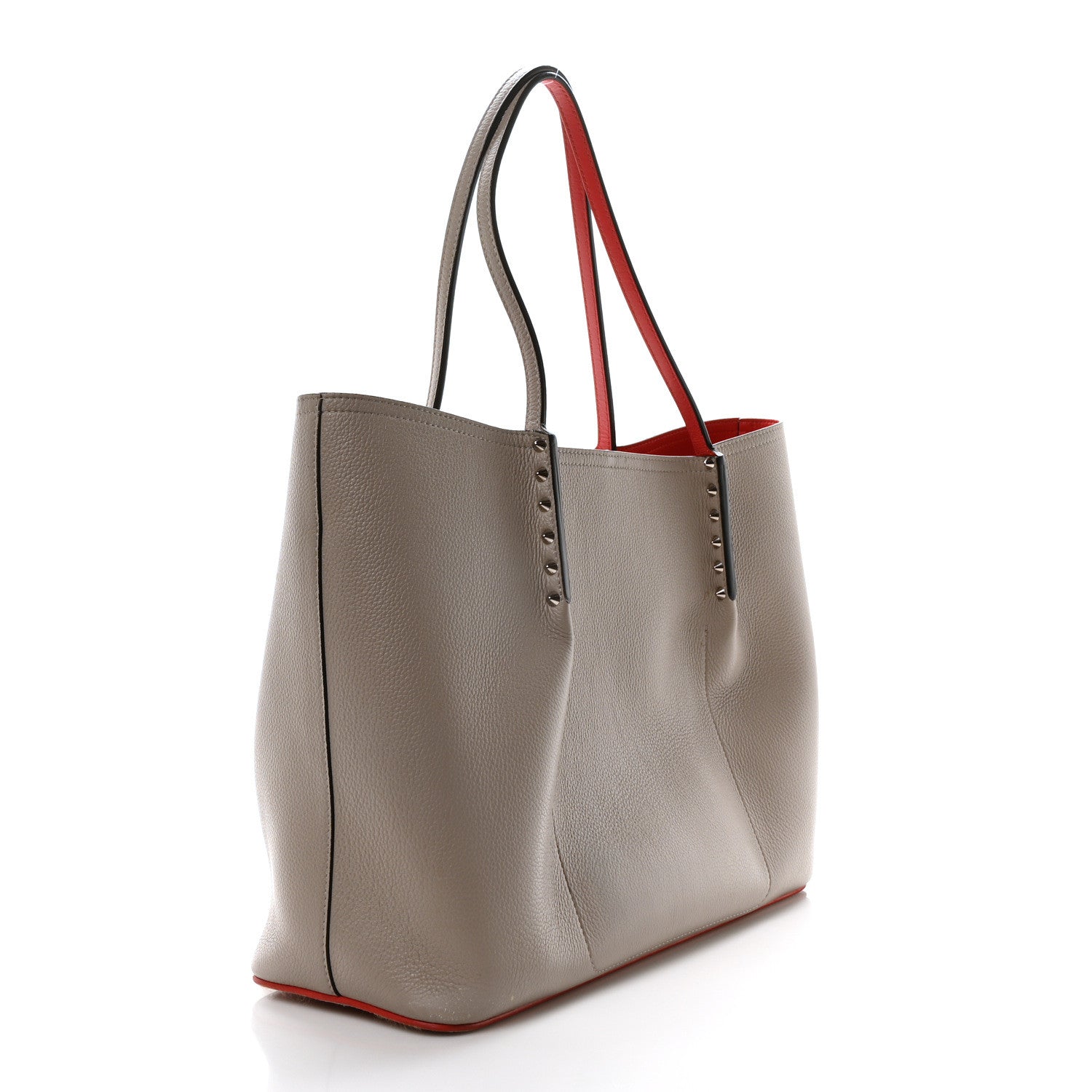 Calfskin Spiked Large Cabarock Shopper Tote Grey