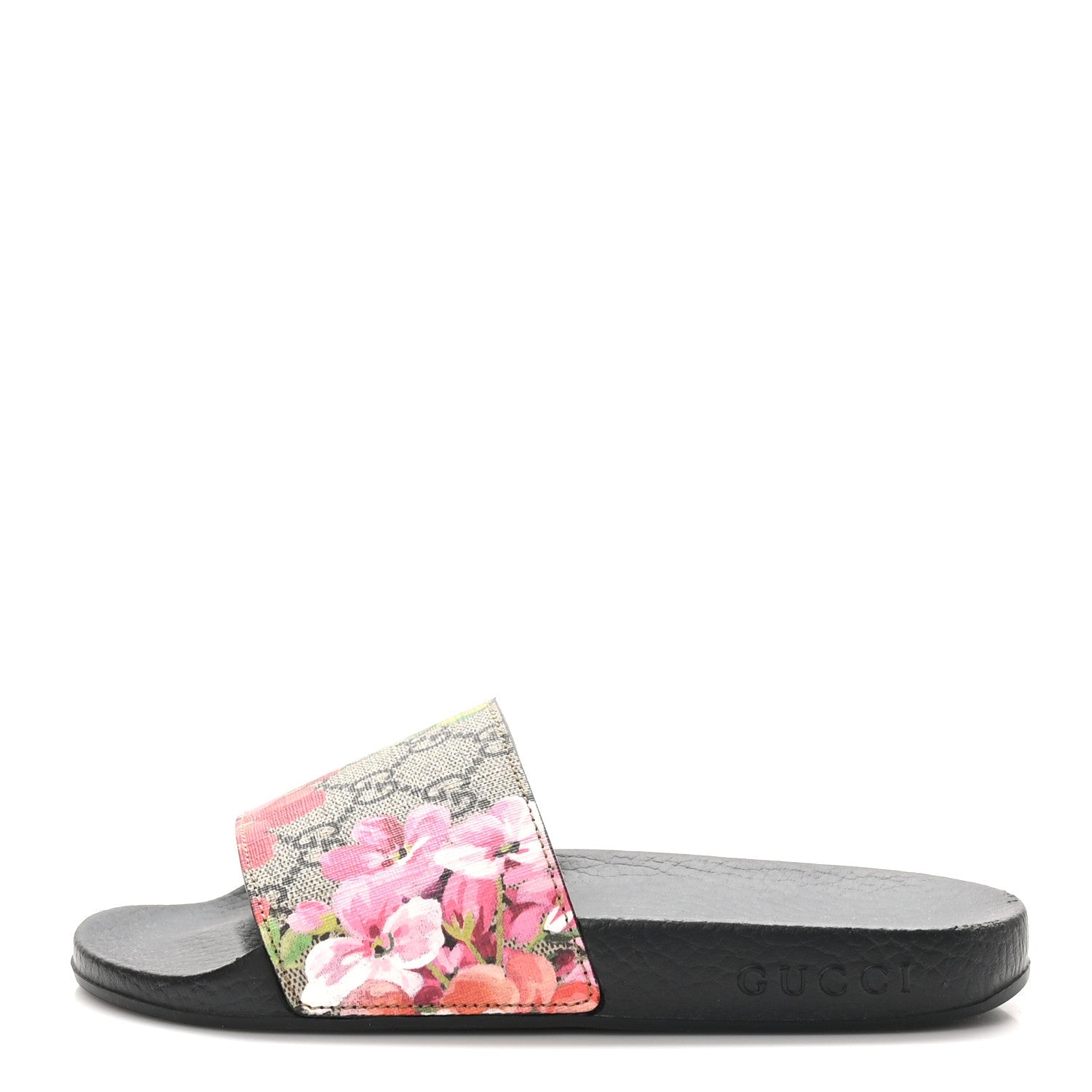 GG Supreme Monogram Blooms Slide Sandals 35 Beige Multicolor
