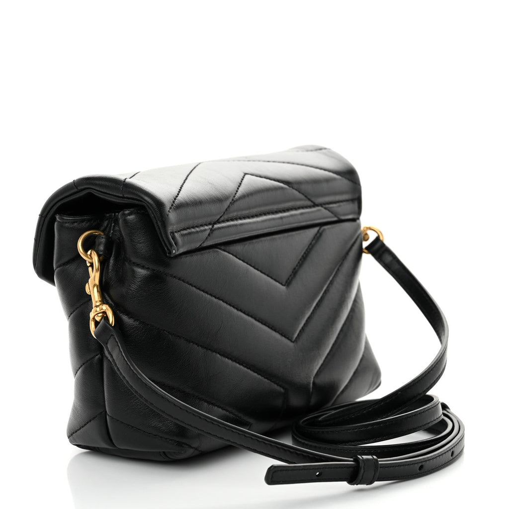 Calfskin Y Quilted Monogram Toy Loulou Crossbody Bag Black