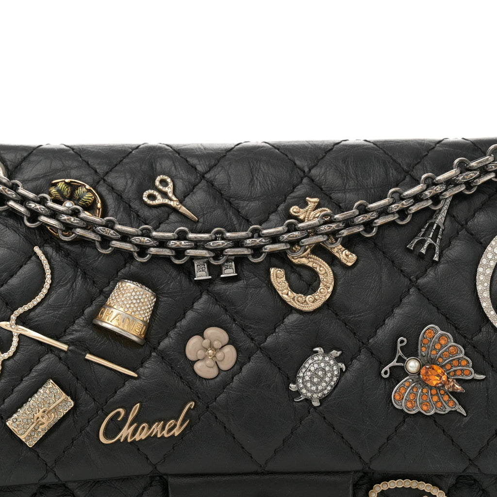 Aged Calfskin Lucky Charms 2.55 Reissue 225 Flap Black