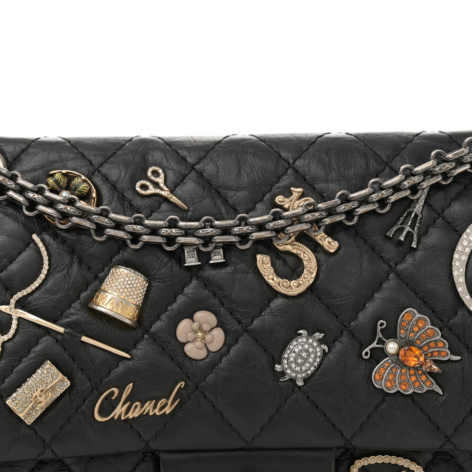 Aged Calfskin Lucky Charms 2.55 Reissue 225 Flap Black