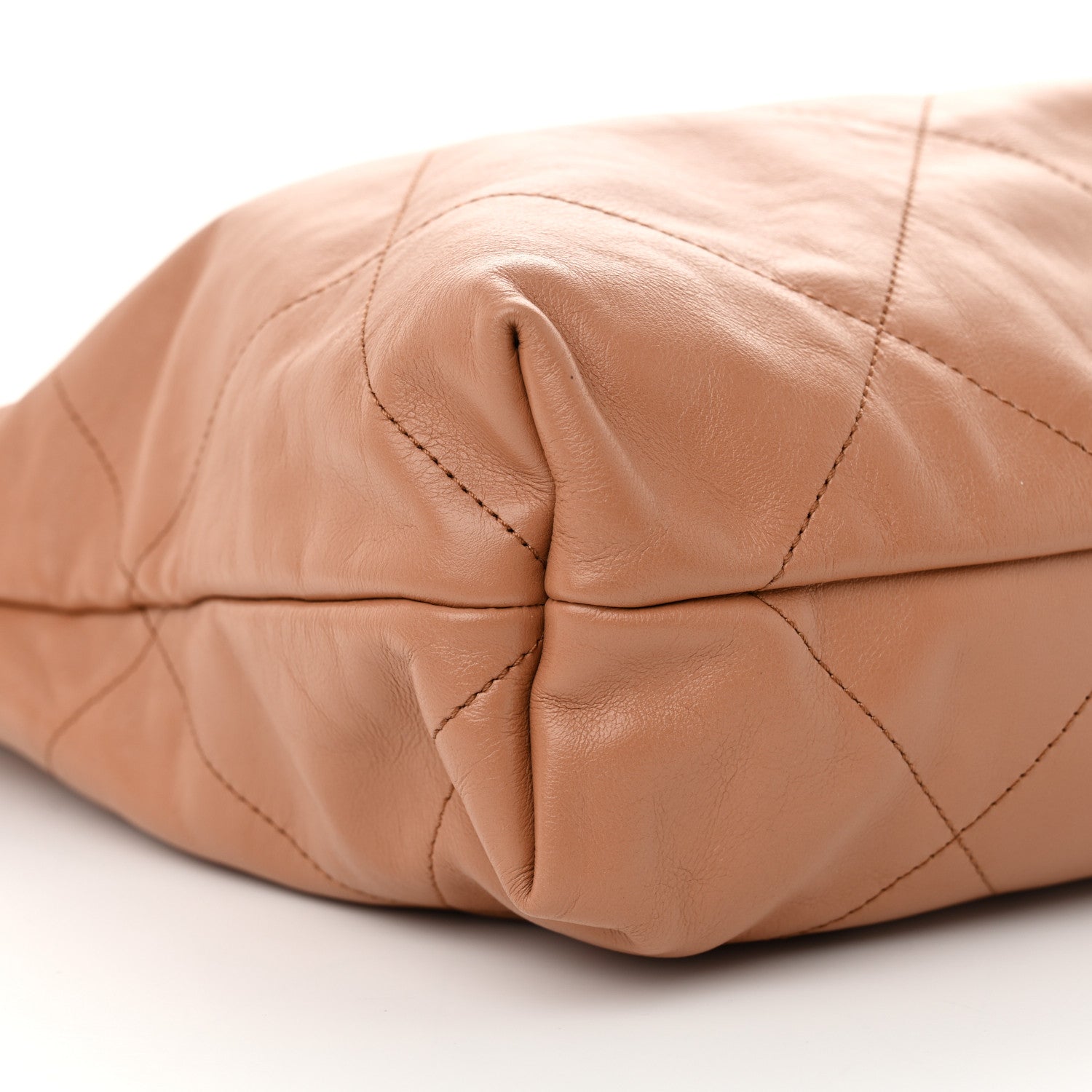 Shiny Calfskin Quilted Chanel 22 Camel