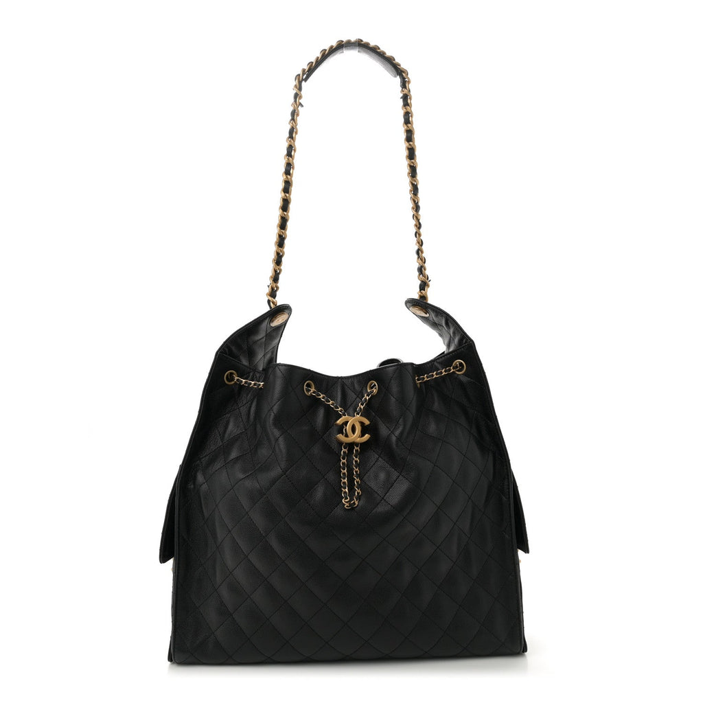 Caviar Quilted Large Chanel 25 Handbag Black