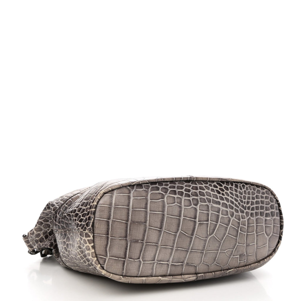 Calfskin Crocodile Embossed Medium Nightingale Brown
