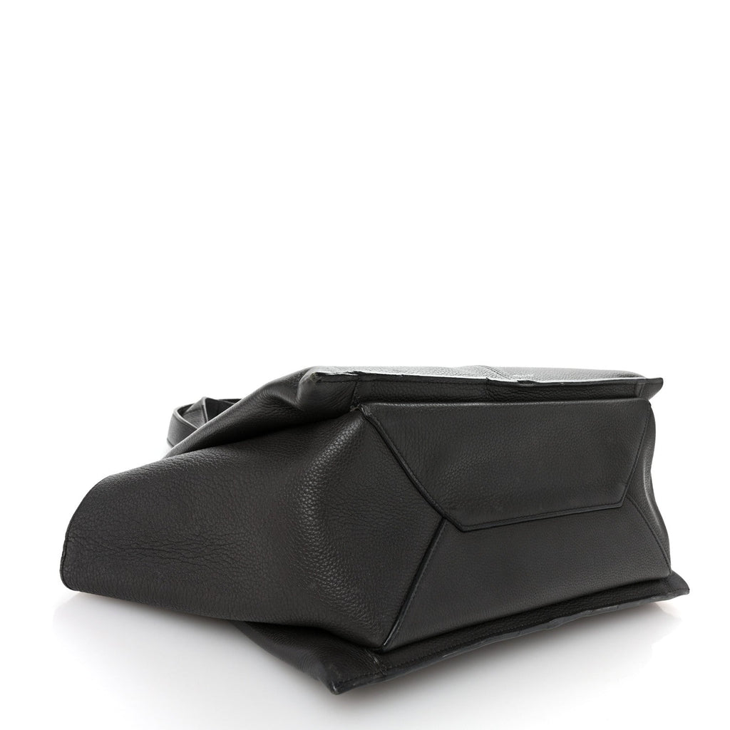 Baby Grained Calfskin Medium Tri-Fold Bag Black