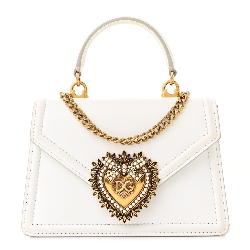 Smooth Calfskin Small Devotion Envelope Top Handle Bag White