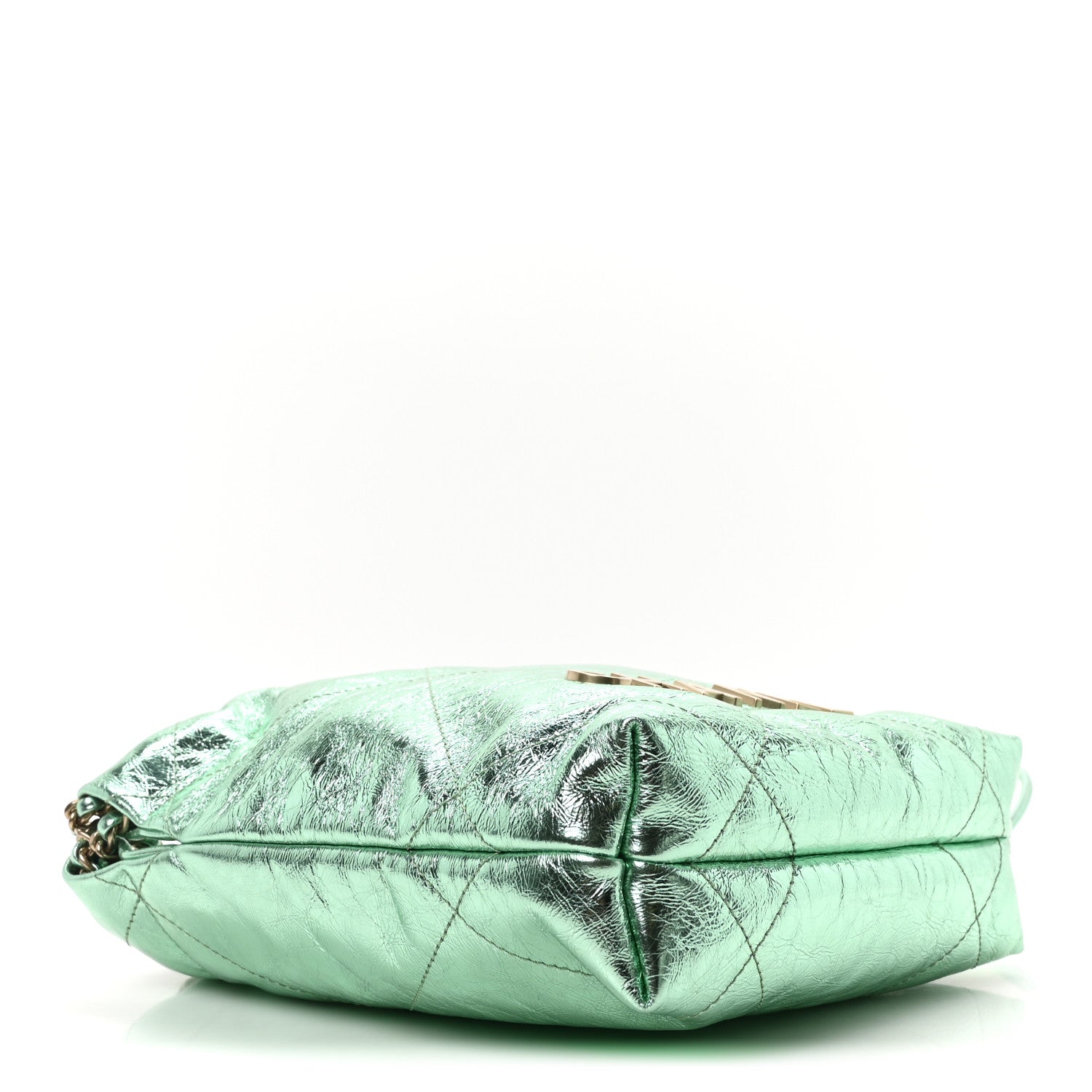 Metallic Calfskin Quilted Mini Chanel 22 Green