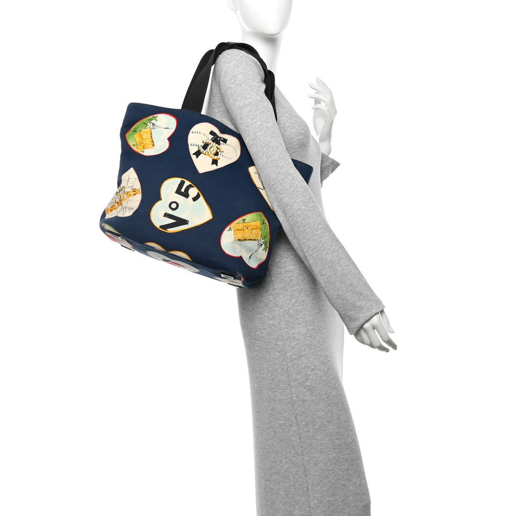 Canvas Coco Hearts Print Tote Blue