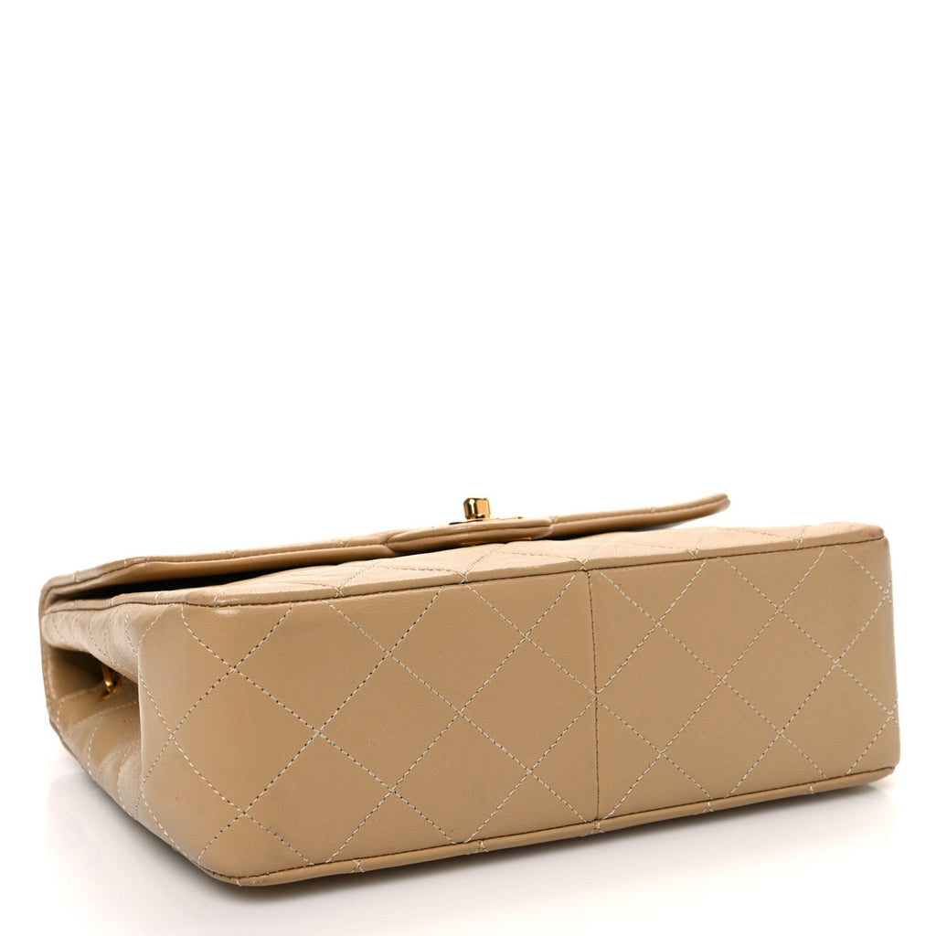 Lambskin Quilted Mini Square Flap Beige