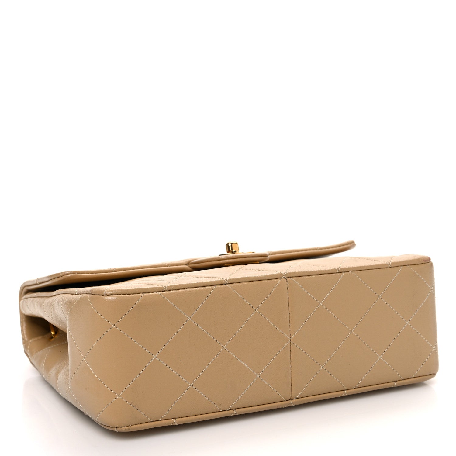 Lambskin Quilted Mini Square Flap Beige