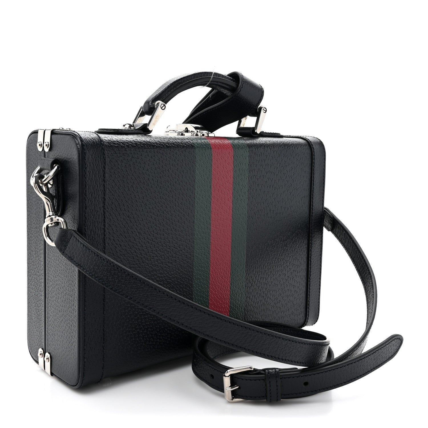 Dollar Calfskin Web Savoy Medium Top Handle Beauty Case Dark Blue
