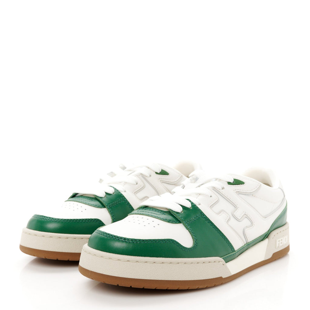 Vitello Mens Fendi Match Low Top Sneakers 8 White Green