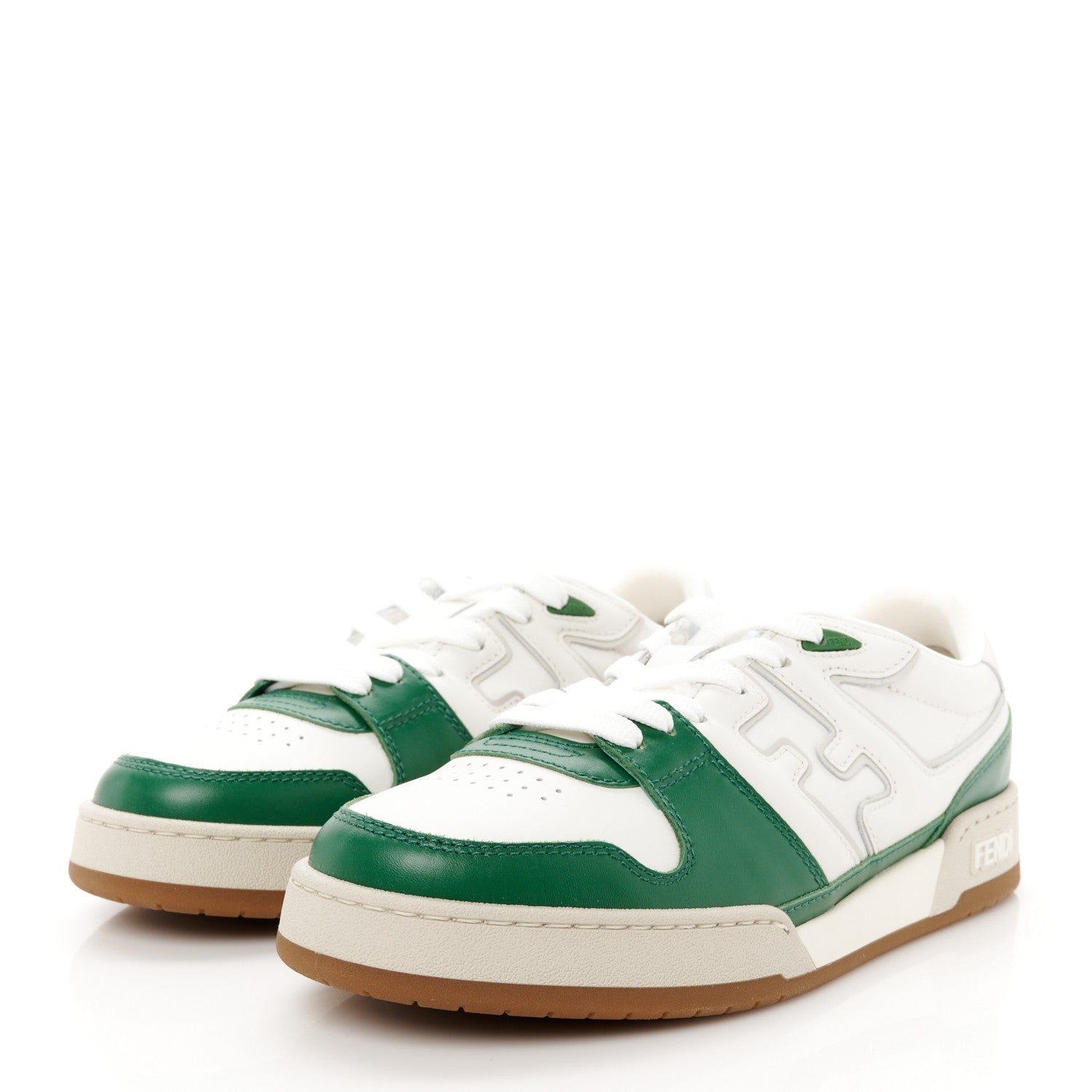 Vitello Mens Fendi Match Low Top Sneakers 8 White Green