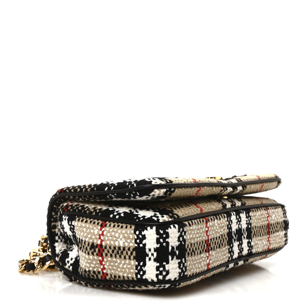 Calfskin Boucle Check Mini Lola Chain Bag Archive Beige