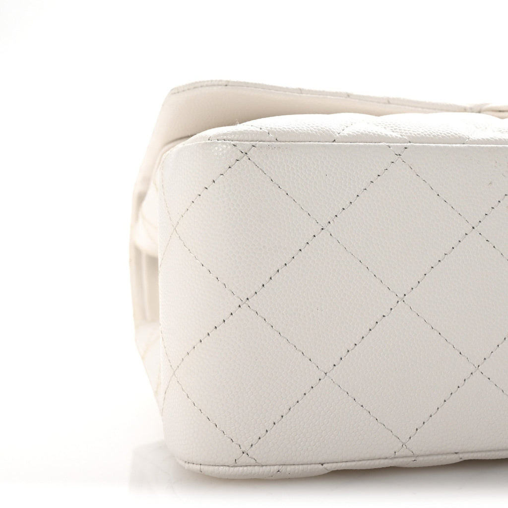 Caviar Quilted Jumbo Double Flap White