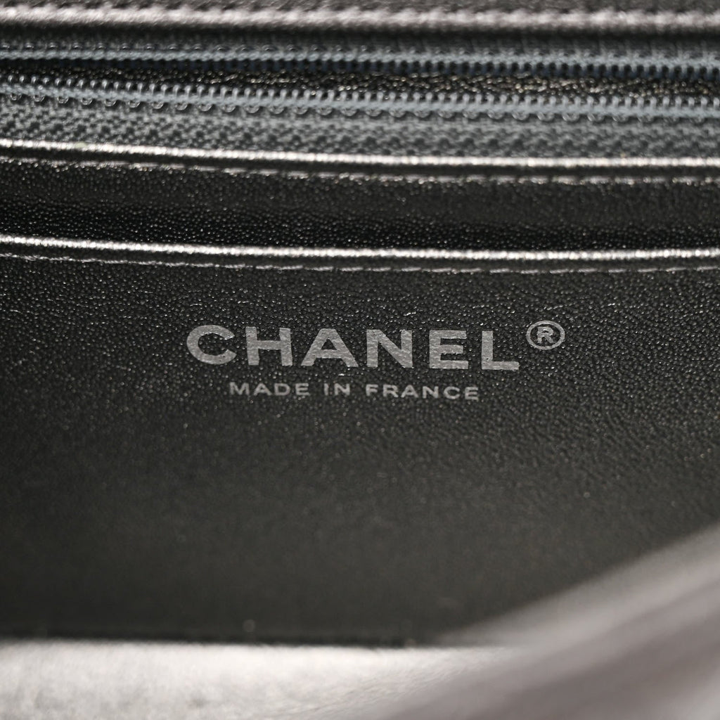 Metallic Sheepskin Quilted 2.55 Reissue Mini Flap Dark Silver