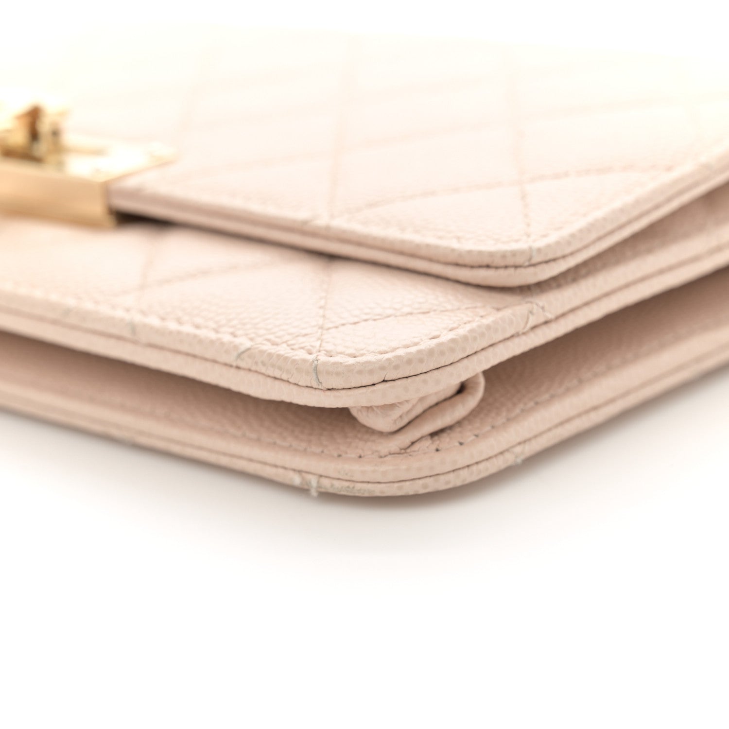 Caviar Quilted Golden Class Wallet On Chain WOC Light Beige