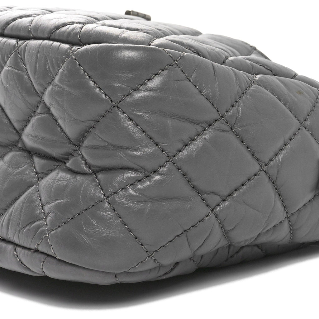 Aged Calfskin Quilted Medium Reissue Camera Case Grey